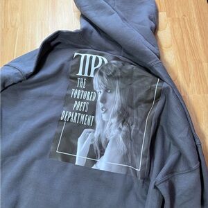 Navy Hoodie with TTPD Taylor Swift Graphic Print The Tortured Poets Dept XL